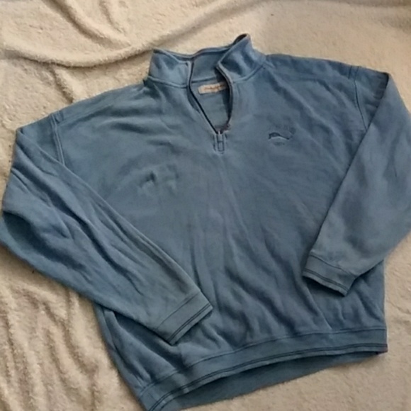 NWT Tommy Bahama 1//4 Zip Reversible Blue Gray Sweater Mens XLT 3XB 2XT 2XB